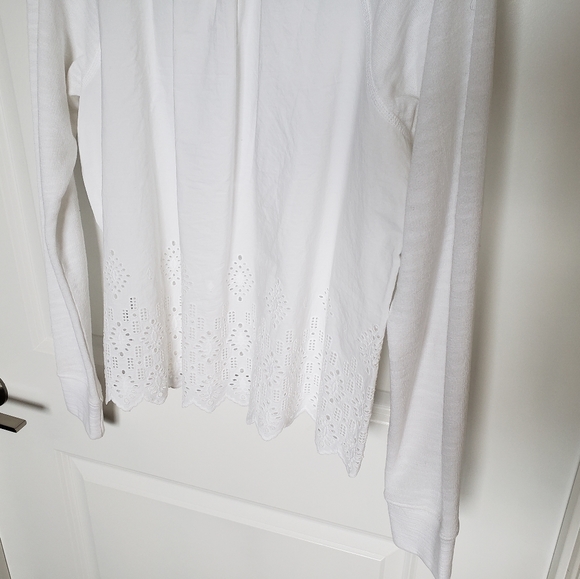 J.Crew Factory White Eyelet Back Sweatshirt - Picture 9 of 11